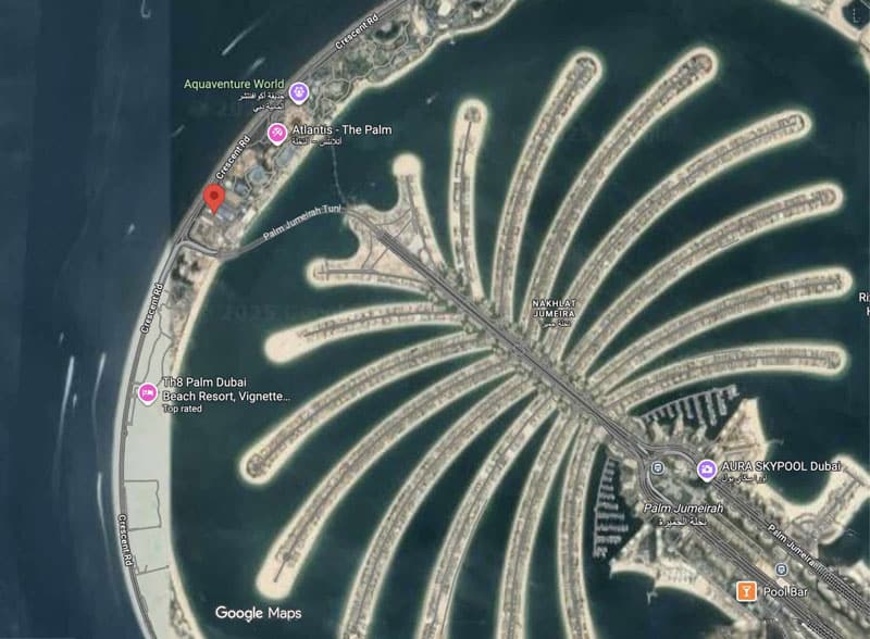 dubai palm jumeirah helipad map